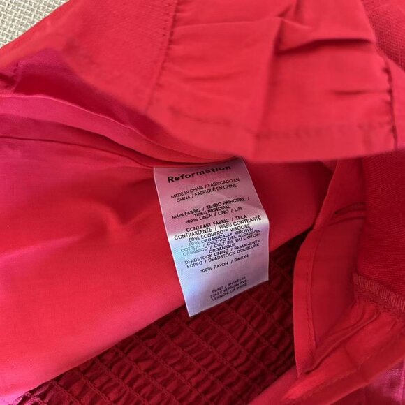 ✨ SALE Reformation Emery Linen Top Sz6 Red Lipstick Stretch French Comfy - Picture 6 of 7